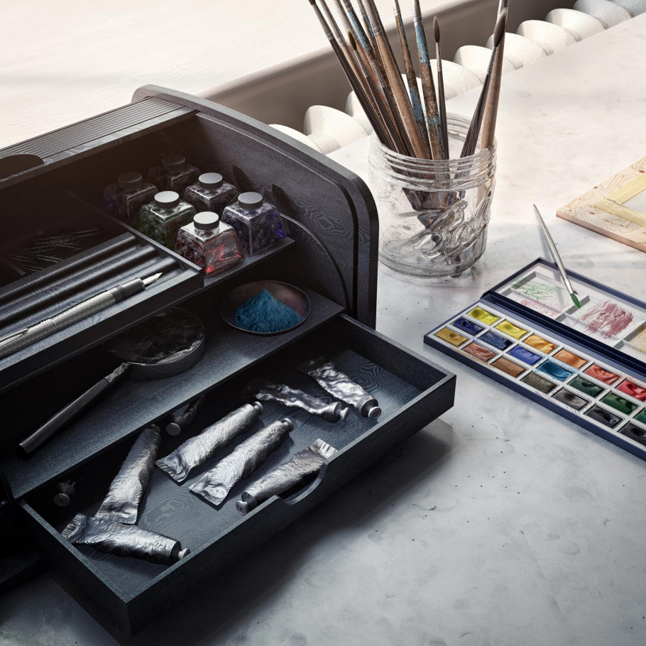 Artist's studio still life
