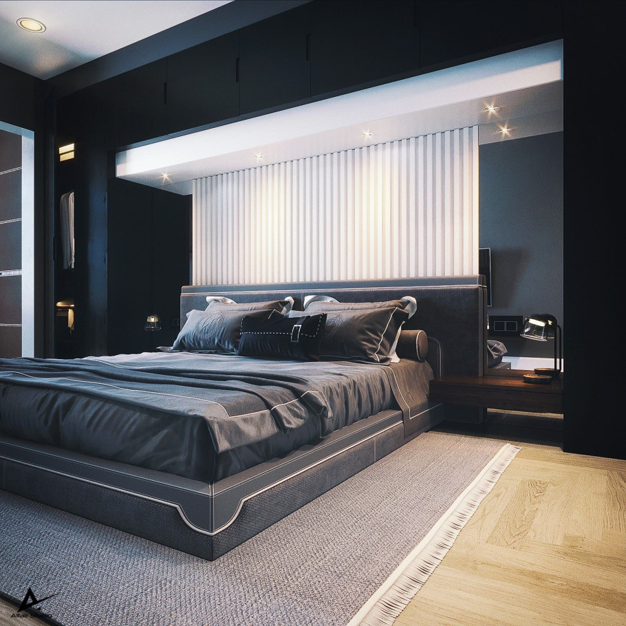 VWArtclub - Dark Modern Bedroom