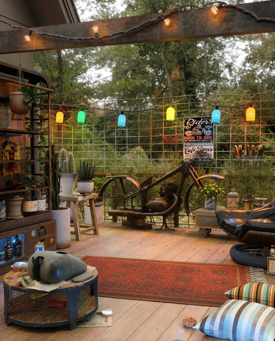 Motorcycle back yard
