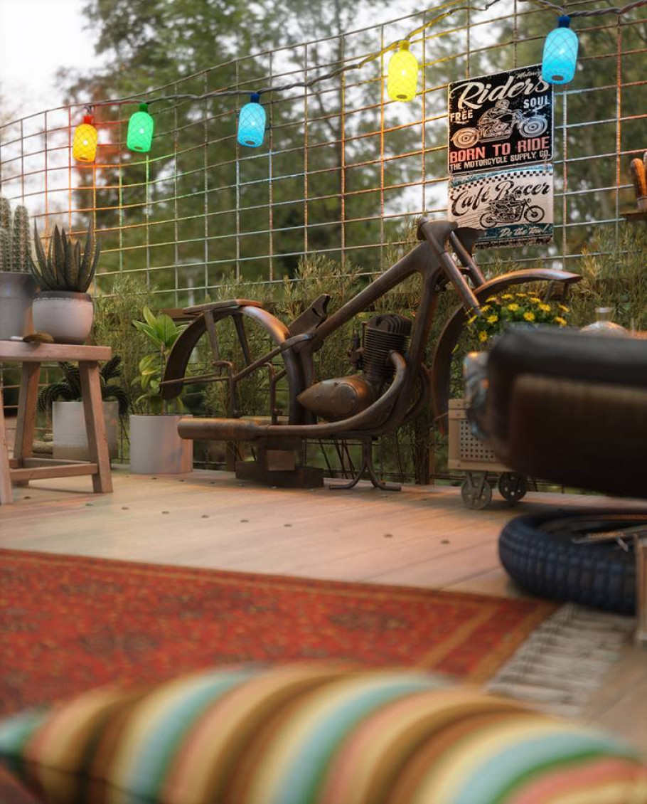 Motorcycle back yard