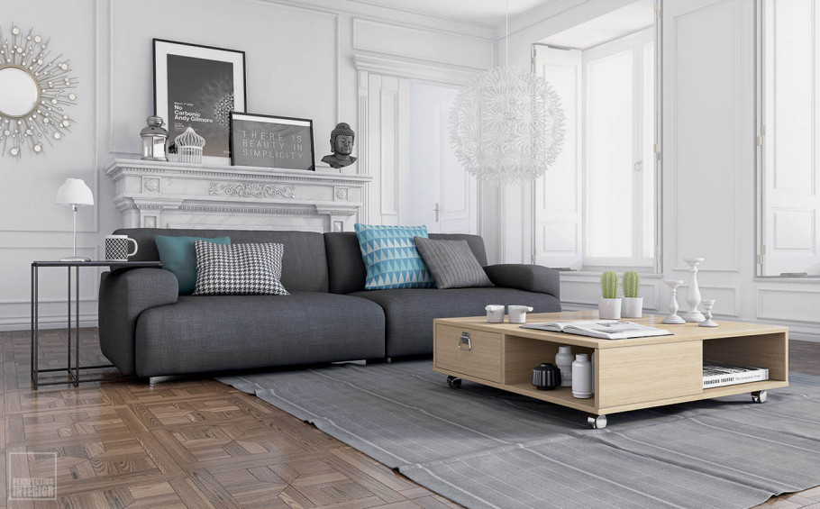 Grey & Wood Living Room