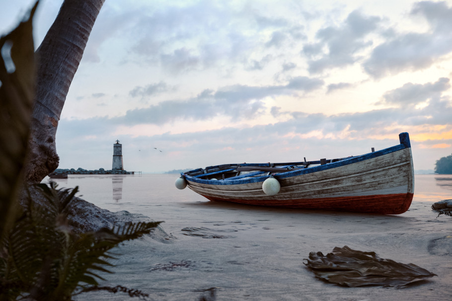 Boat With Lighthouse