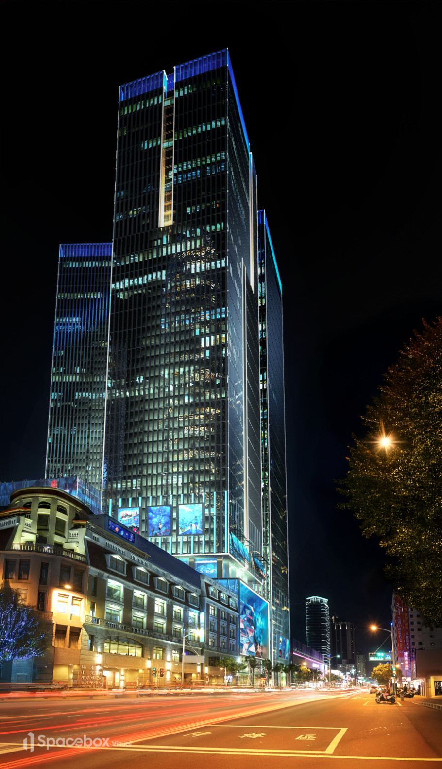 3D Night Tower Render