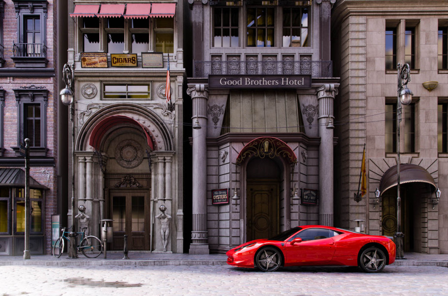 Ferrari down and old street