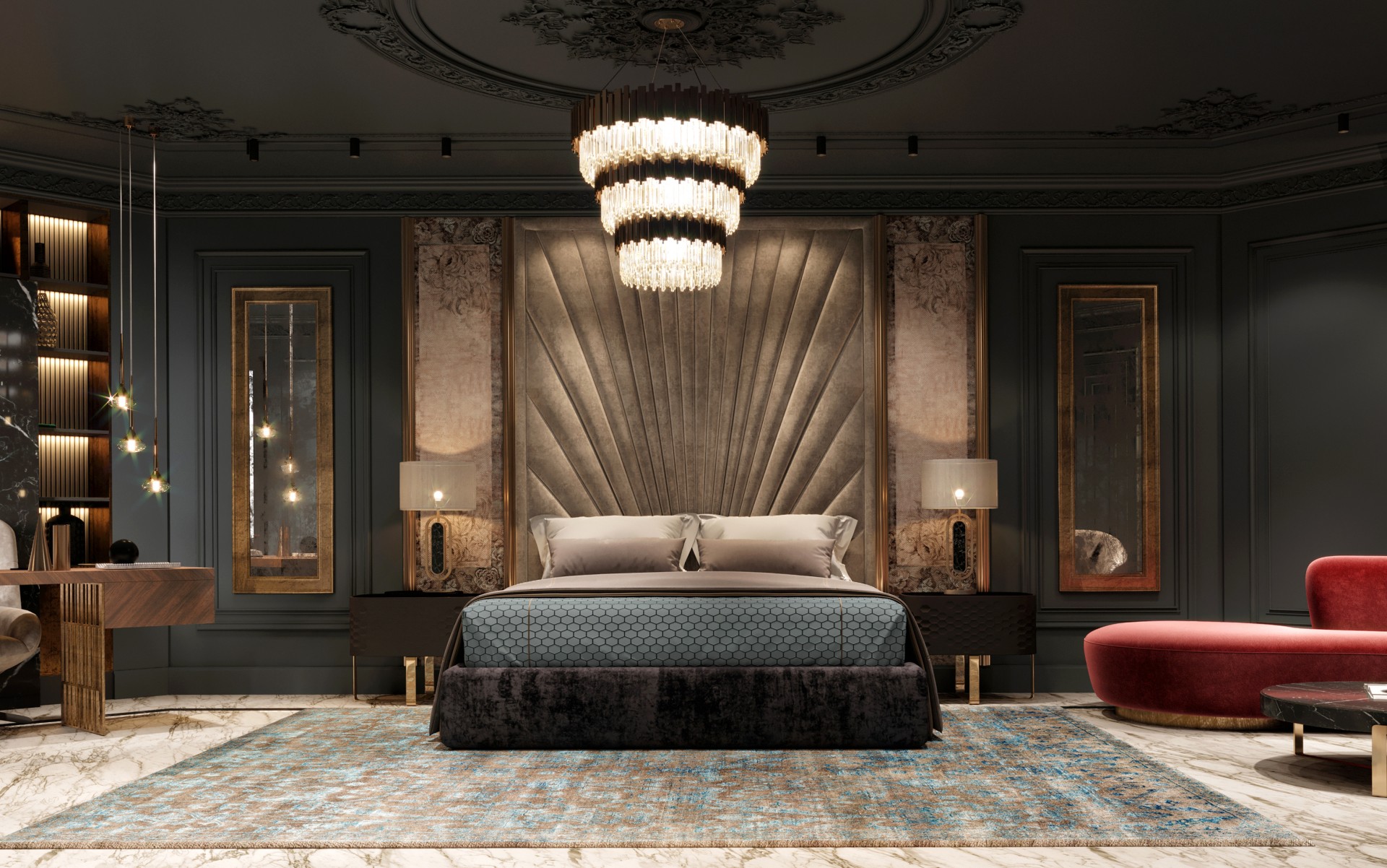 VWArtclub - Dark Luxury Bedroom